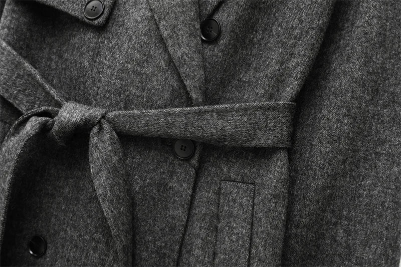 Trench Long Laine Double Boutonnage