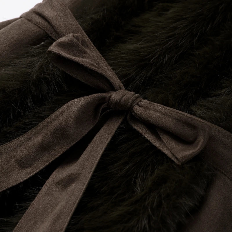 Manteau Long Fourrure avec Laçage - Chaleur Luxueuse