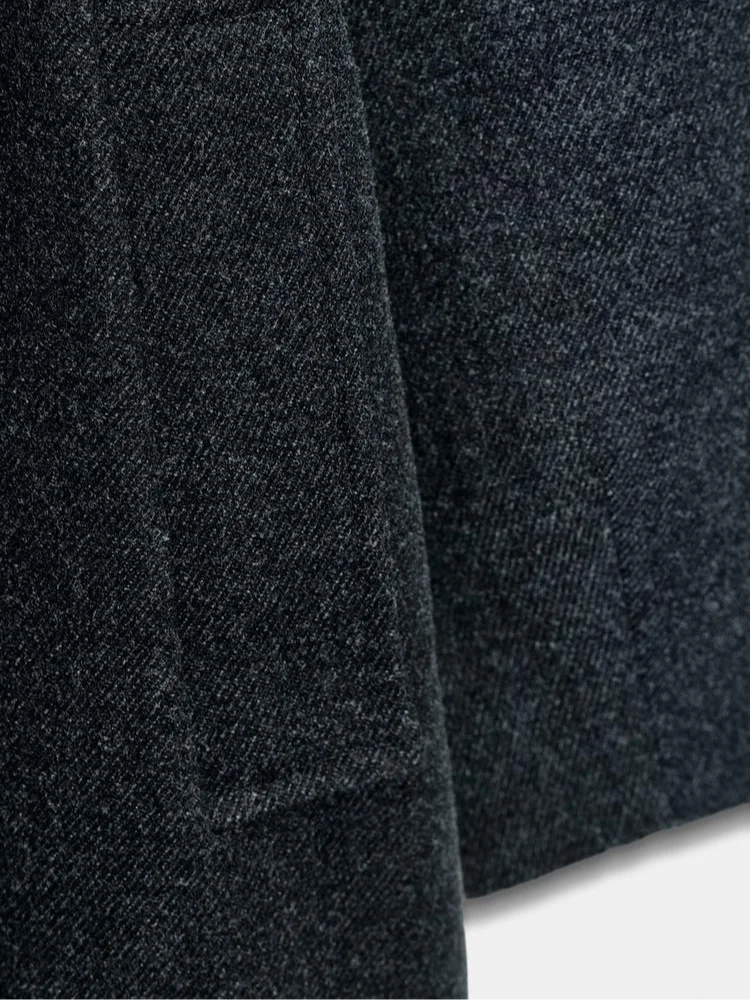 Manteau Long Laine Col Haut Ceinture