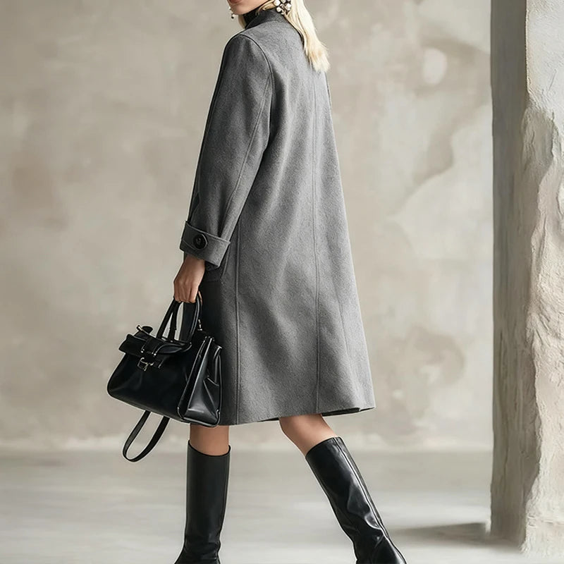 Veste Laine Élégante Col Montant