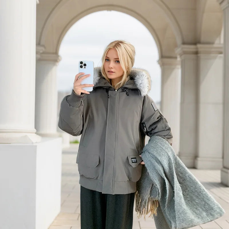 Parka Luxe Fourrure Col Hiver Femme