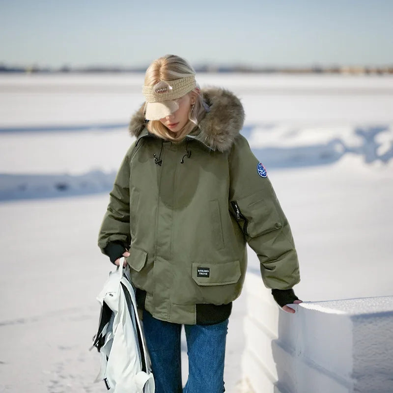 Parka Luxe Fourrure Col Hiver Femme