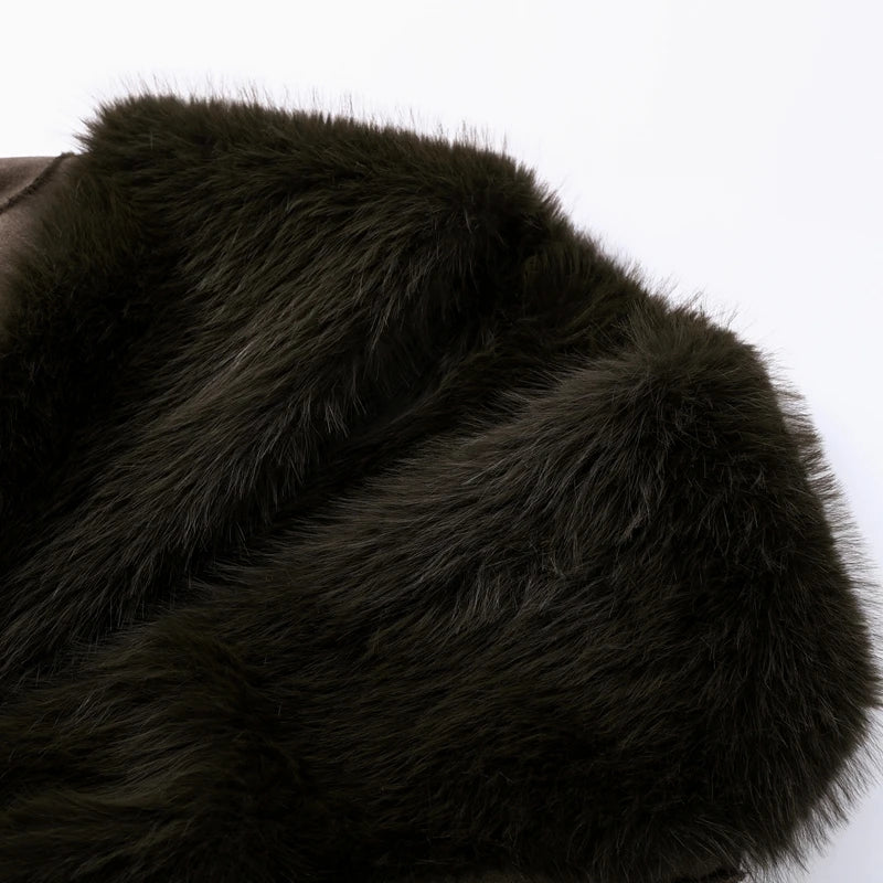 Manteau Long Fourrure avec Laçage - Chaleur Luxueuse