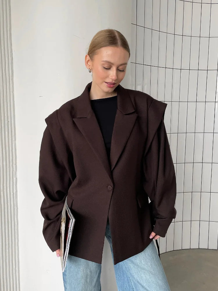 Blazer Court à Laçage Taille Cintrée - Élégance Urbaine