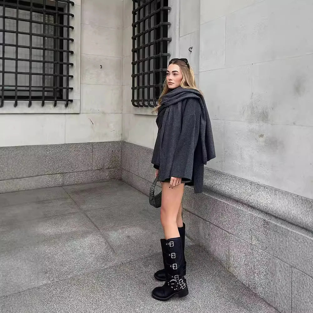 Veste Laine Élégance Écharpe Chic