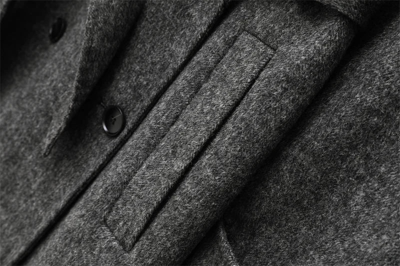 Trench Long Laine Double Boutonnage