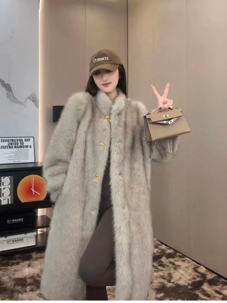 Manteau Long Fourrure Luxe Chic