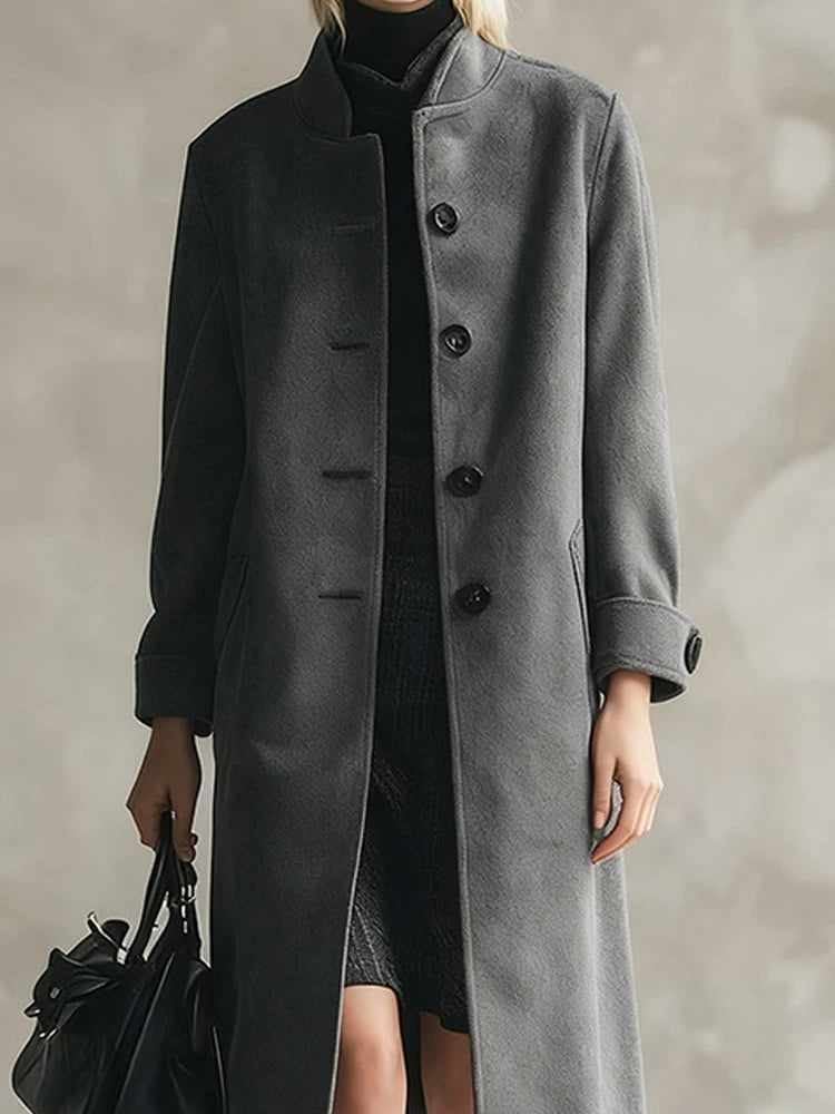 Veste Laine Élégante Col Montant