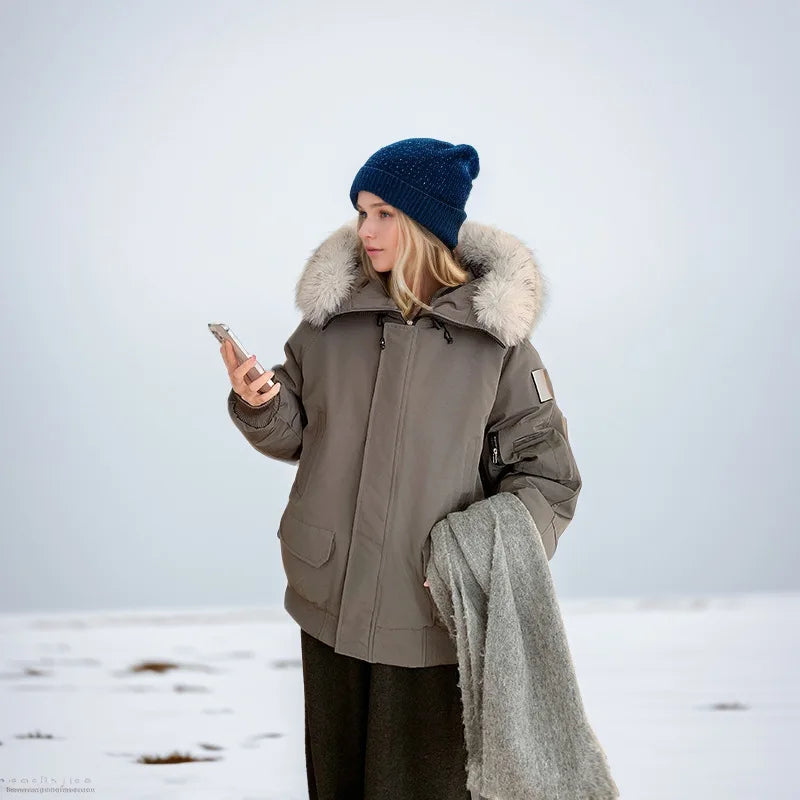 Parka Luxe Fourrure Col Hiver Femme