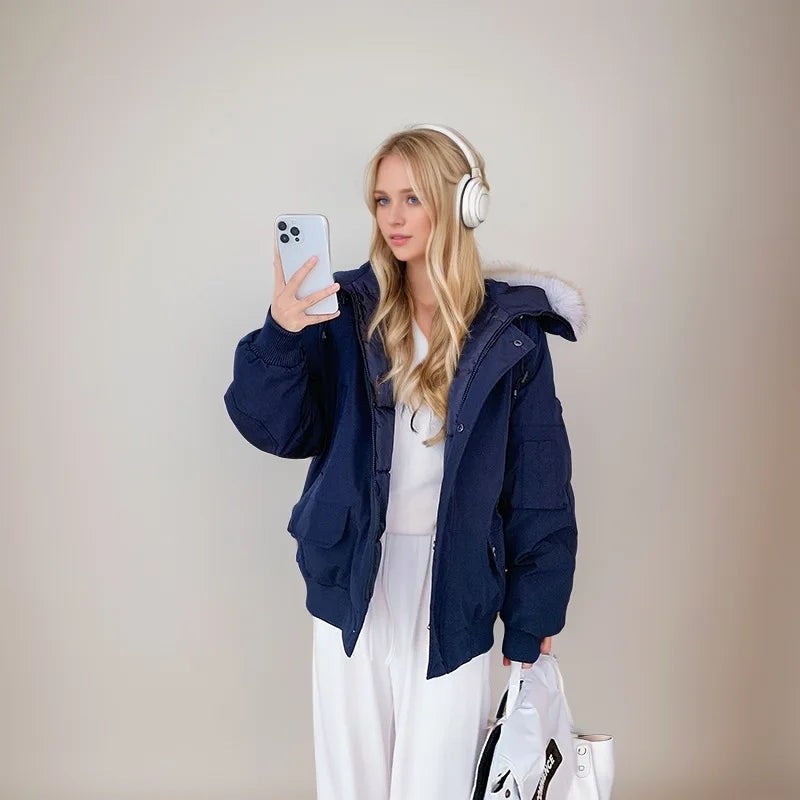 Parka Luxe Fourrure Col Hiver Femme