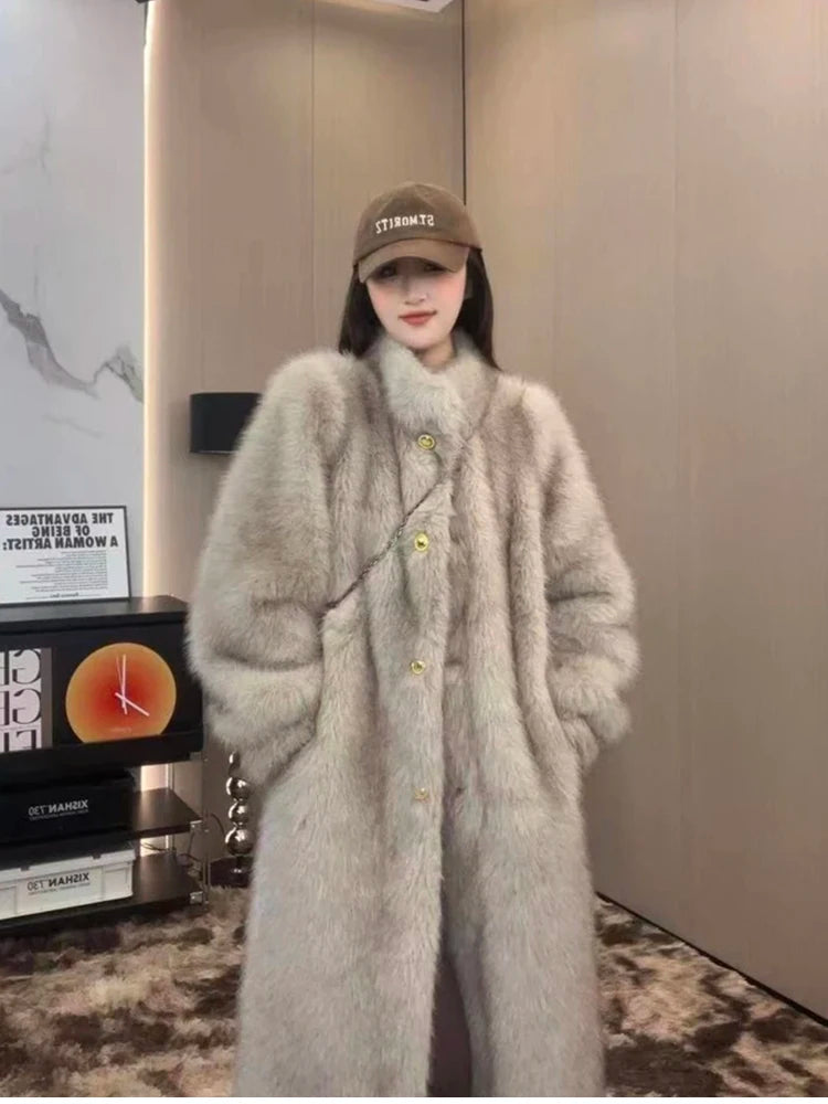 Manteau Long Fourrure Luxe Chic