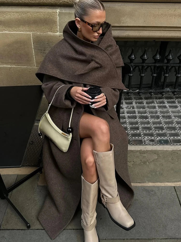 Manteau Laine Épaulettes Élégance