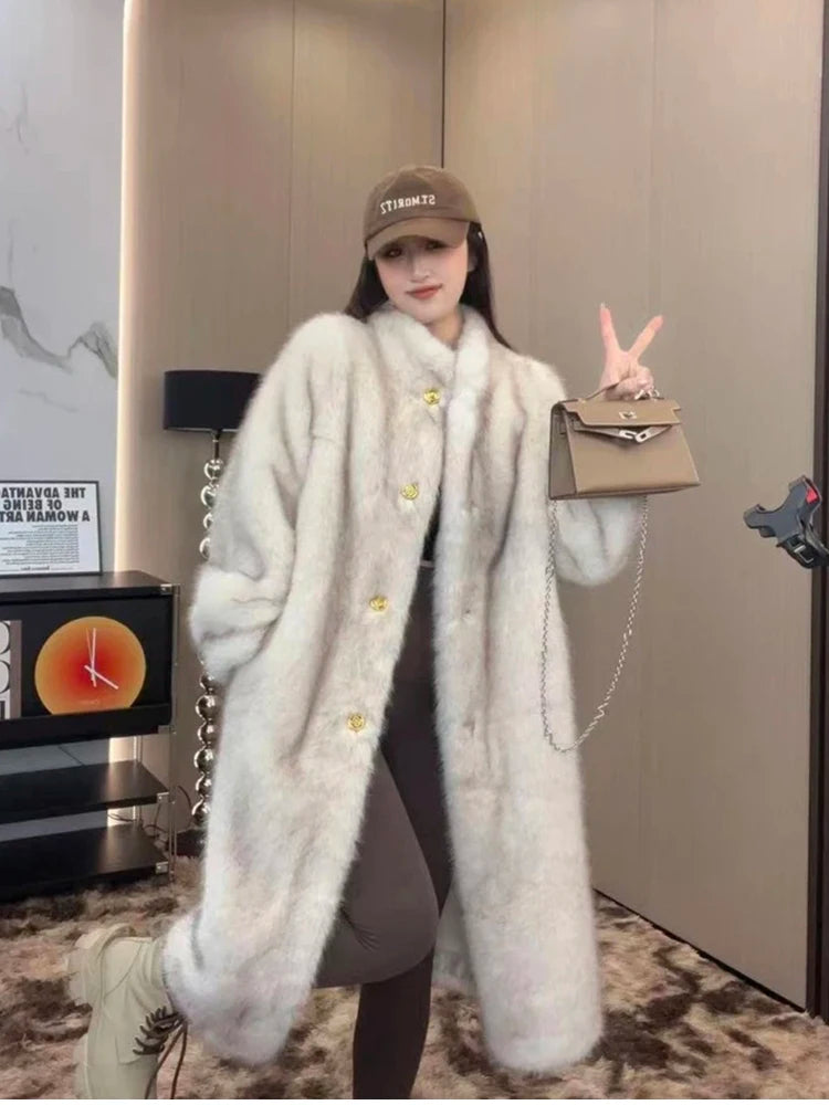 Manteau Long Fourrure Luxe Chic