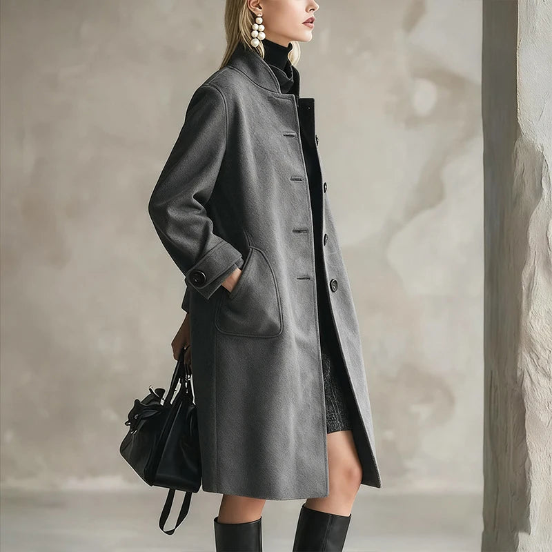 Veste Laine Élégante Col Montant