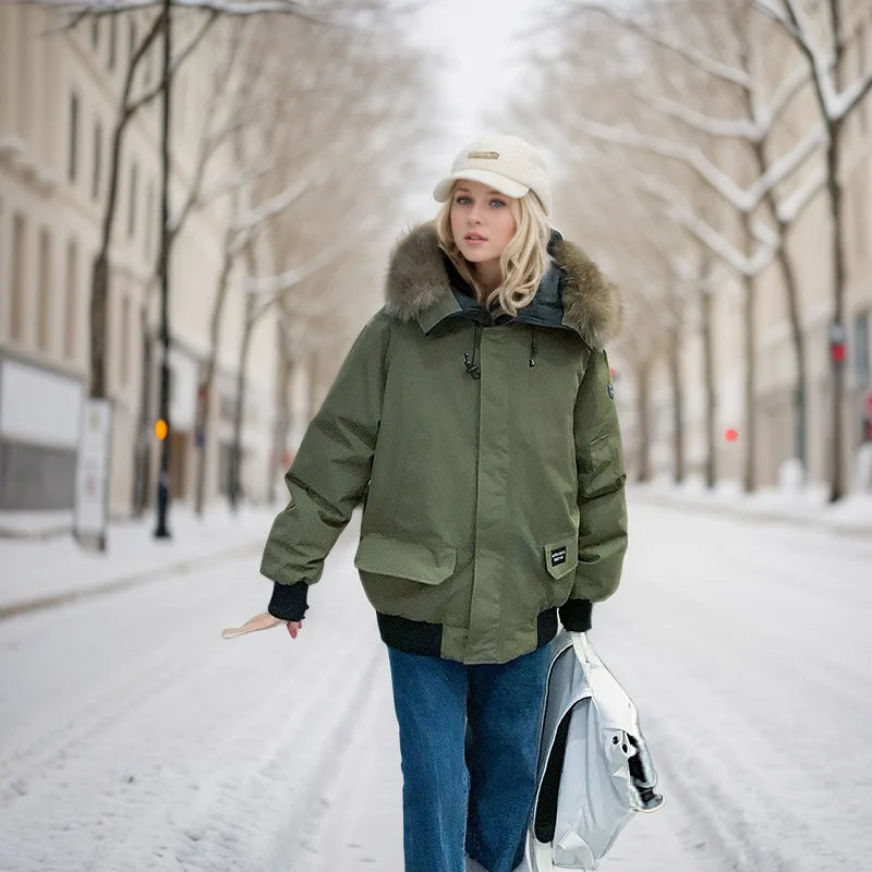 Parka Luxe Fourrure Col Hiver Femme