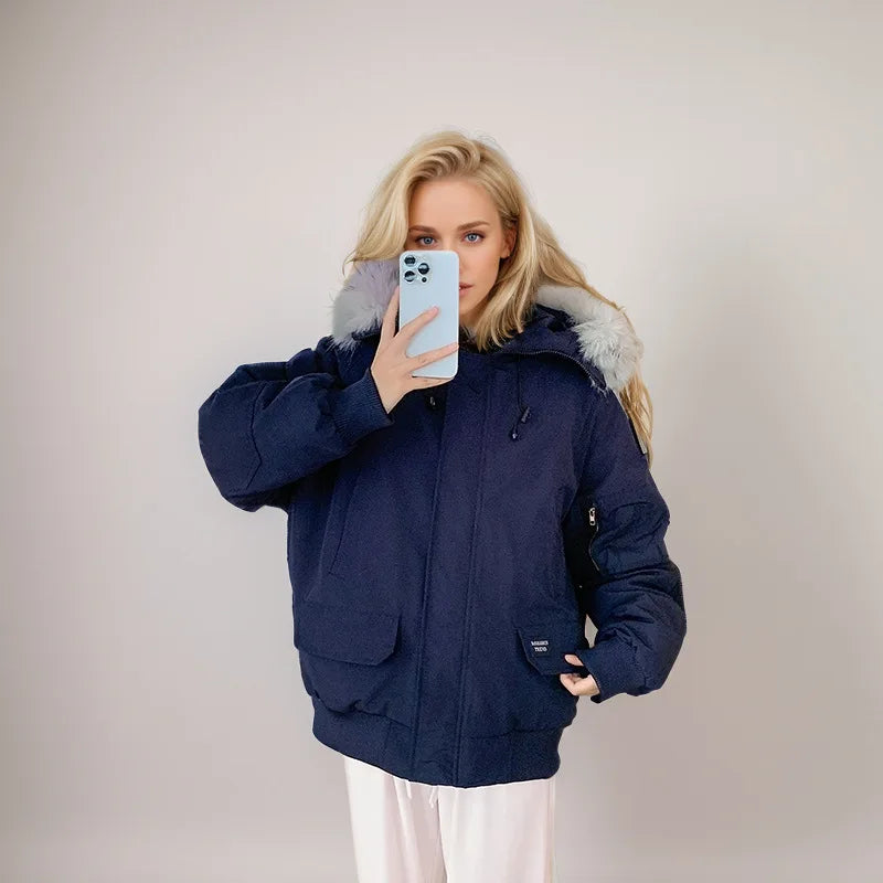 Parka Luxe Fourrure Col Hiver Femme