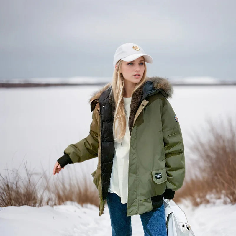 Parka Luxe Fourrure Col Hiver Femme