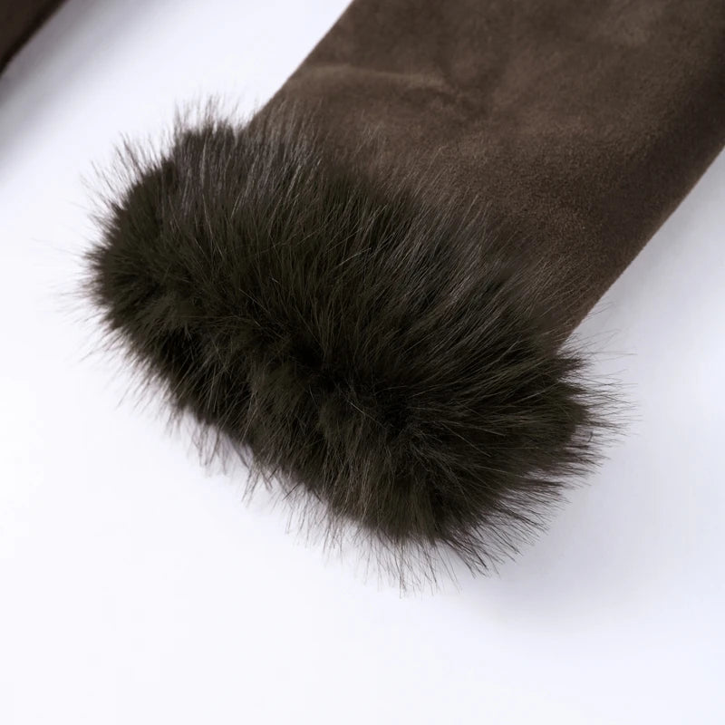 Manteau Long Fourrure avec Laçage - Chaleur Luxueuse